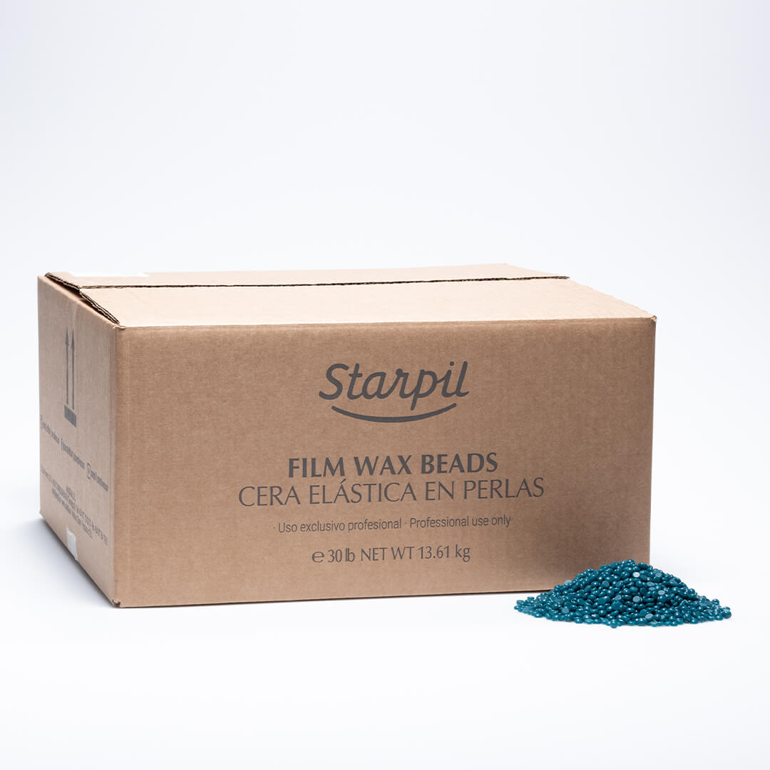 Caja de perlas de cera dura de 30 libras de película azul