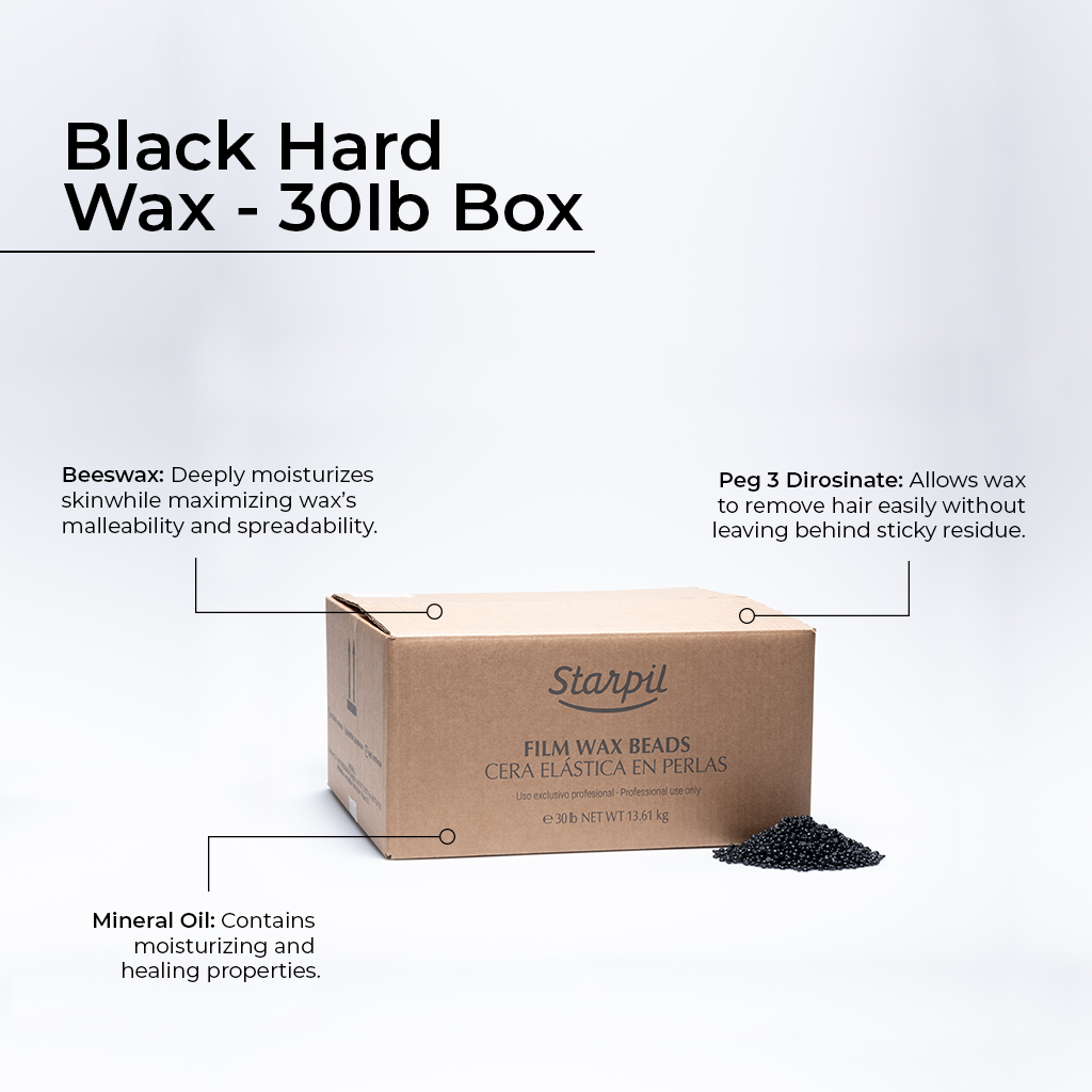Caixa de filme preto de 30 lb com contas de cera dura
