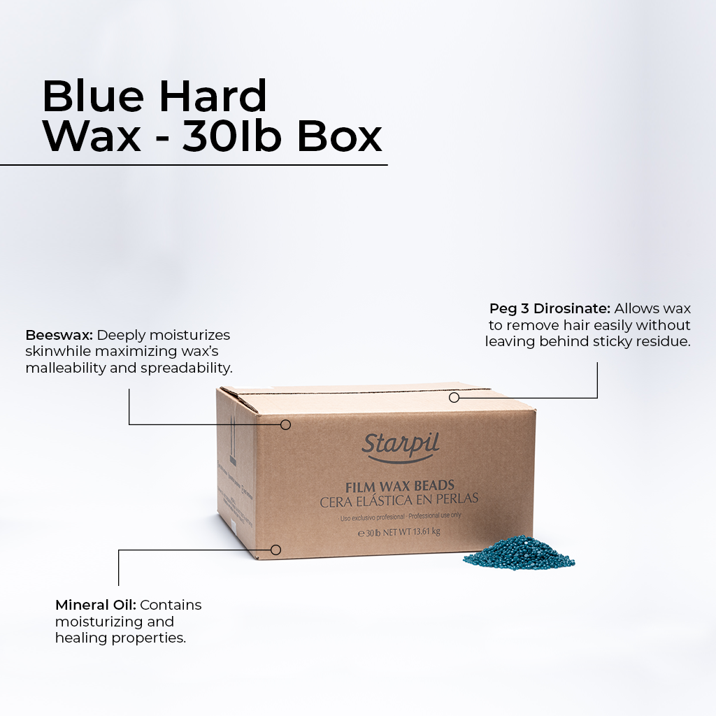 Caja de perlas de cera dura de 30 libras de película azul