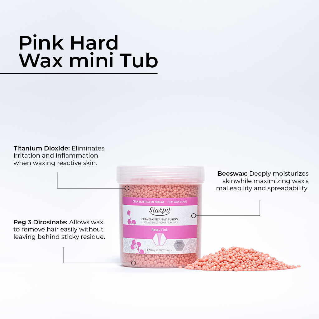 Mini pote de cera dura de filme rosa - 600 g