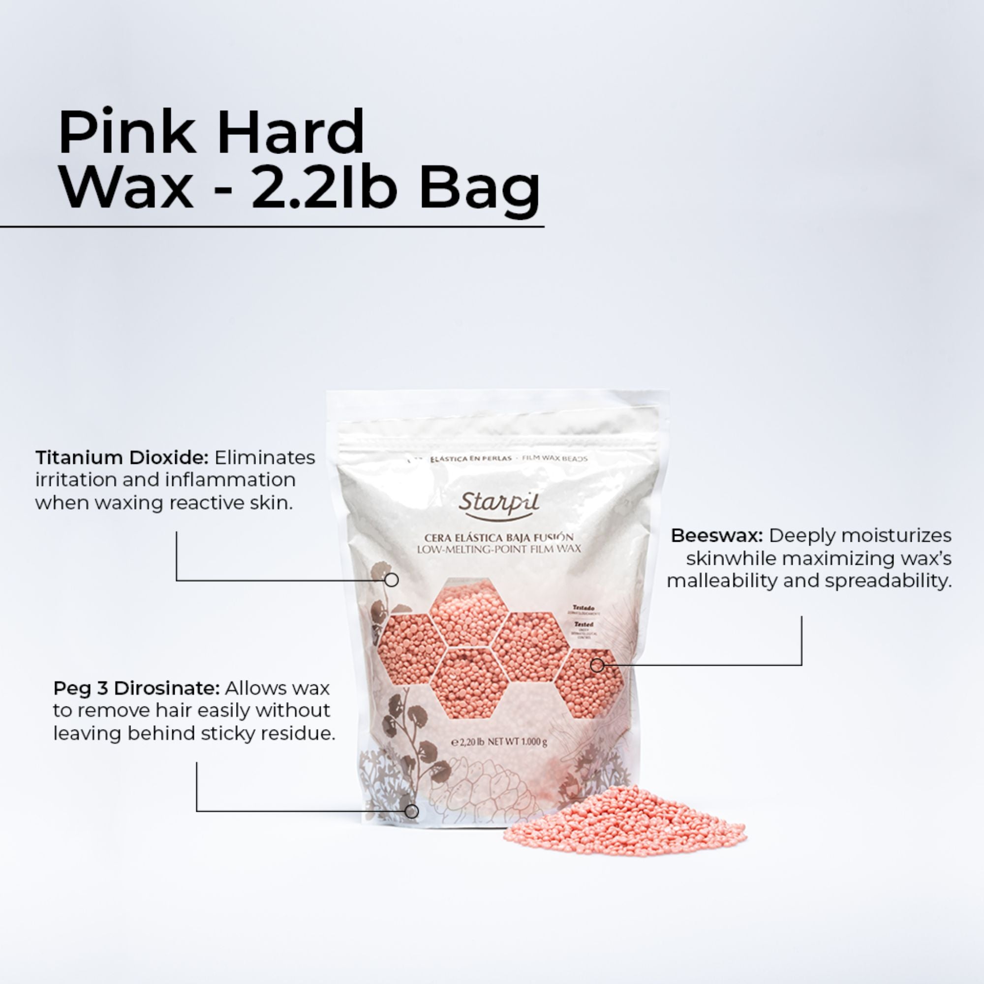 Starpil Wax 2268g / 5 lb Pink Hard Wax Beads for Painless Hair Removal,  Stripless Wax Beads, Polymer Blend Low Temperature Wax for Face, Bikini