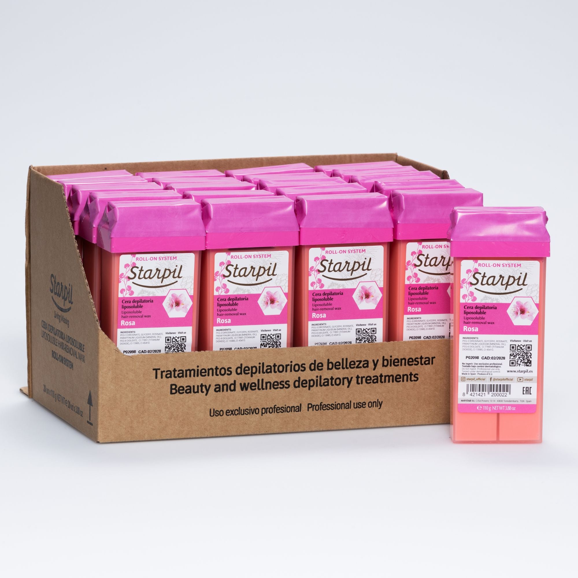 Cartuchos de cera roll-on rosa - pacote com 20