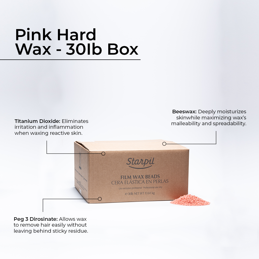 Caja de perlas de cera dura de película rosa de 30 libras