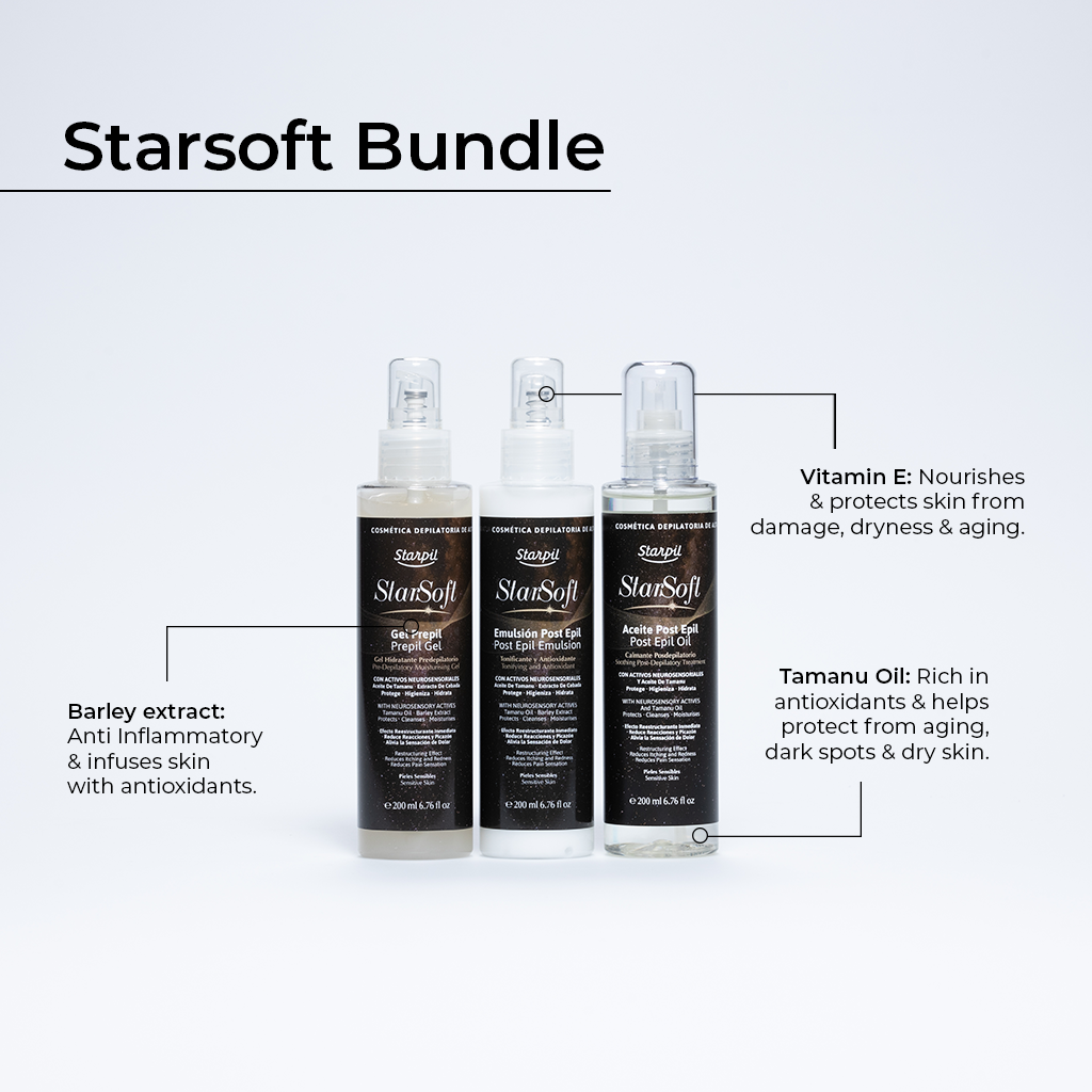 Paquete de cuidado previo y posterior a la depilación Starsoft (200 ml) - Paquete de 3