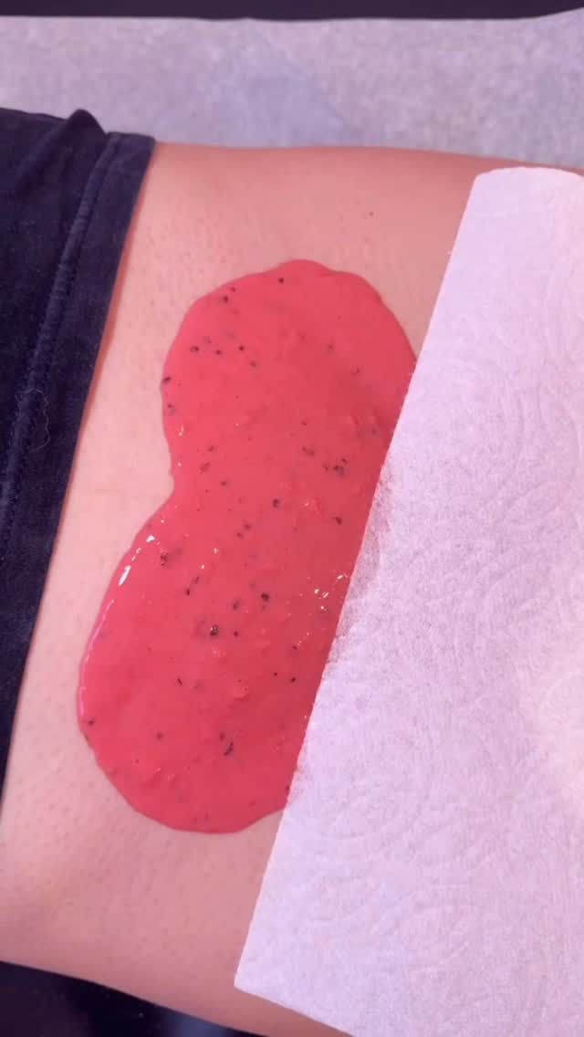 Jelly mask set over a freshly waxed bikini line