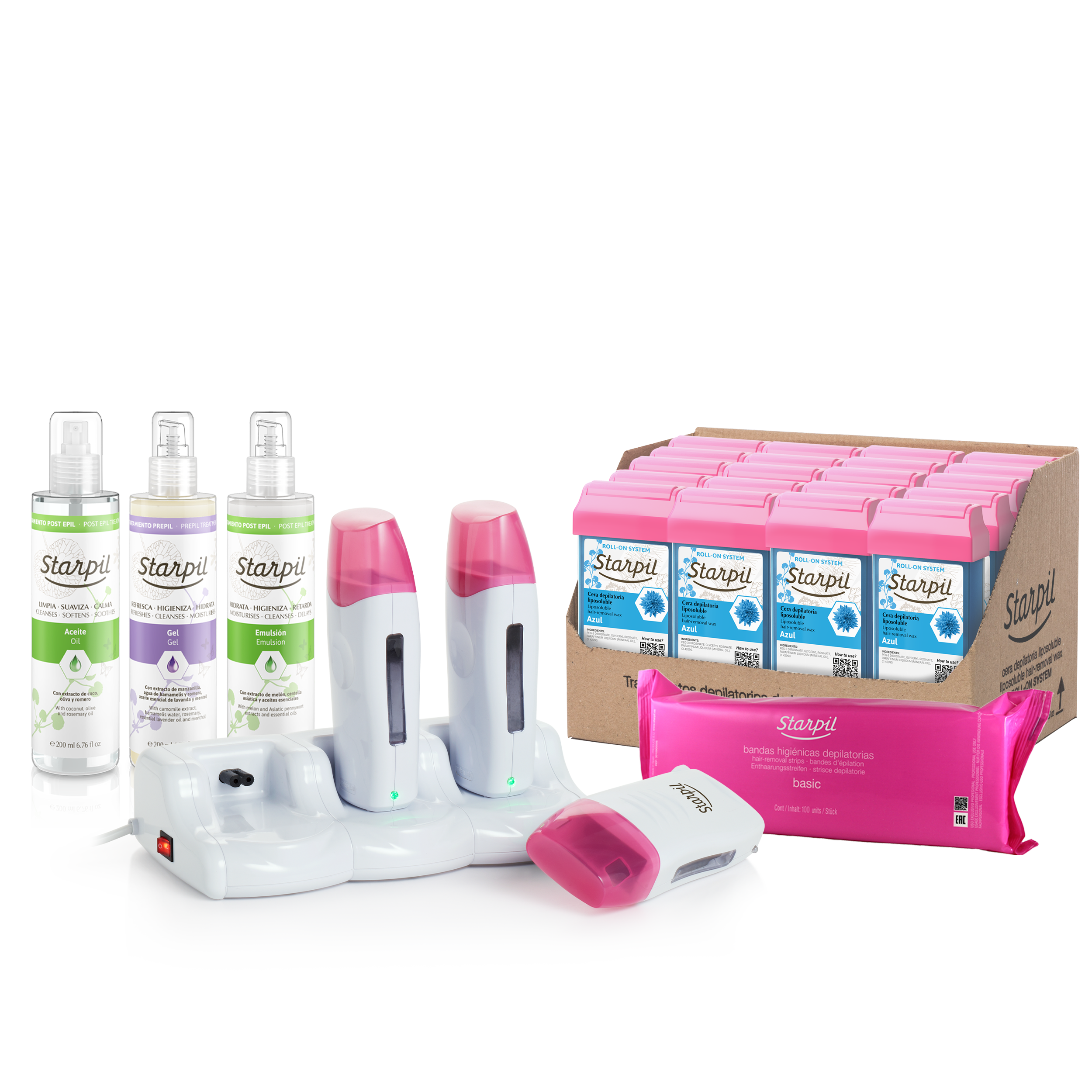 Kit profissional de cera roll-on triplo