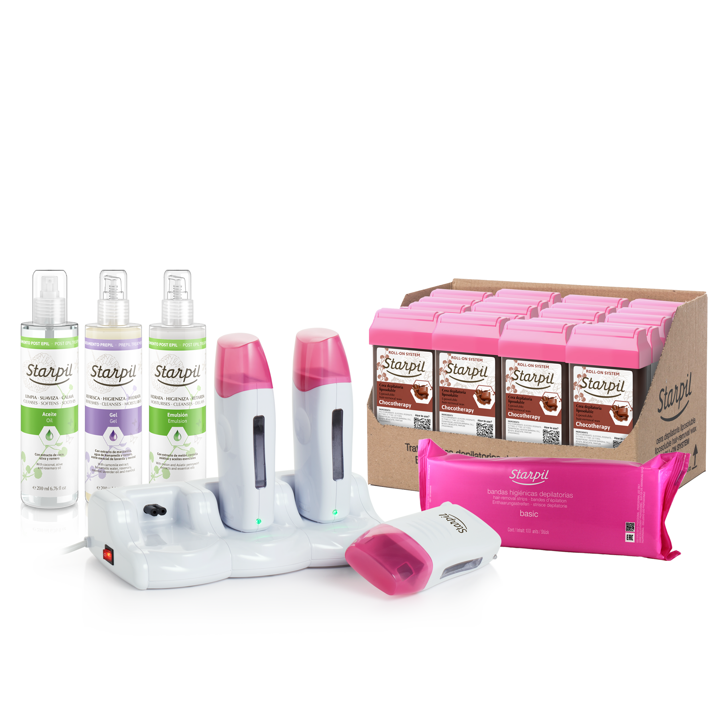 Kit profissional de cera roll-on triplo