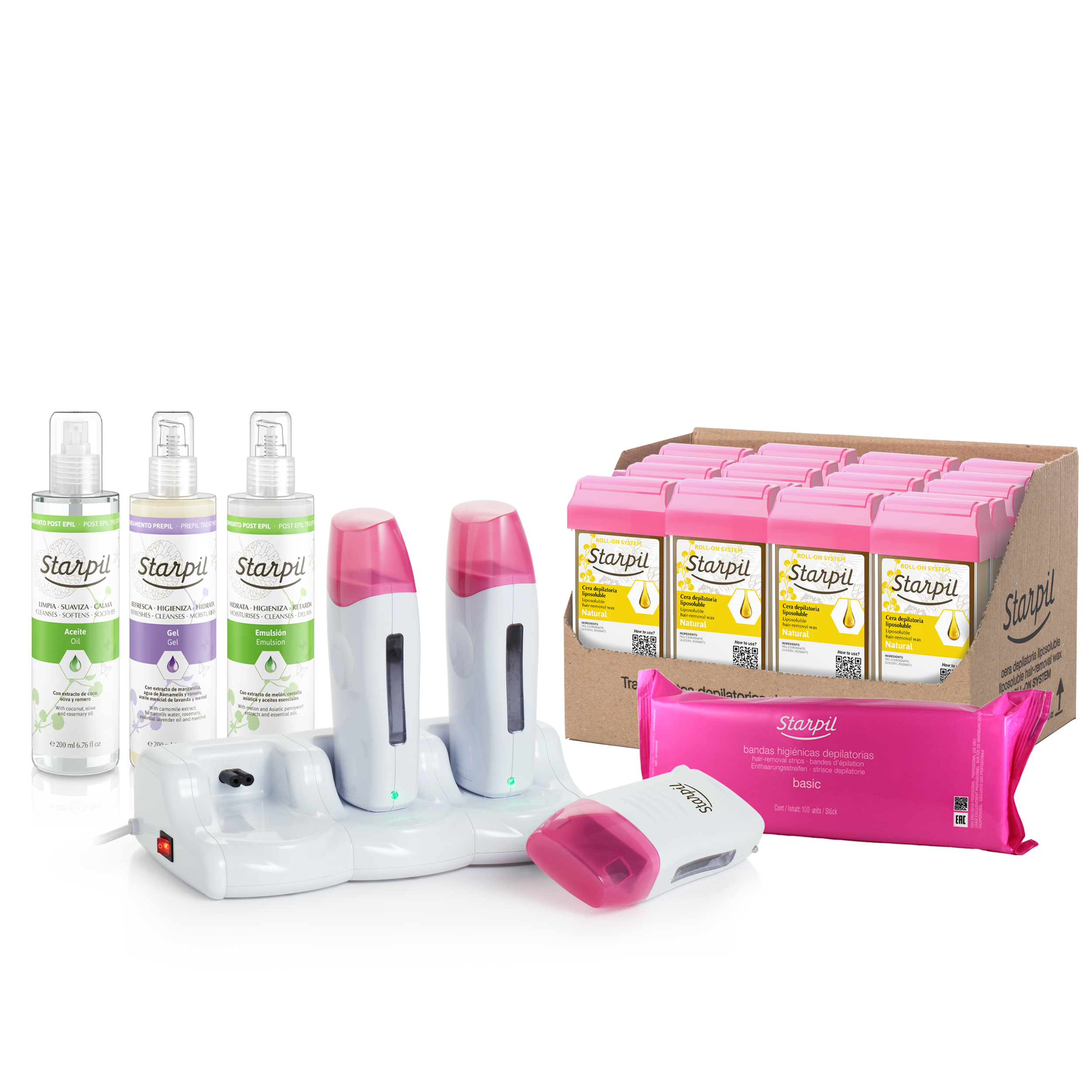 Kit profissional de cera roll-on triplo