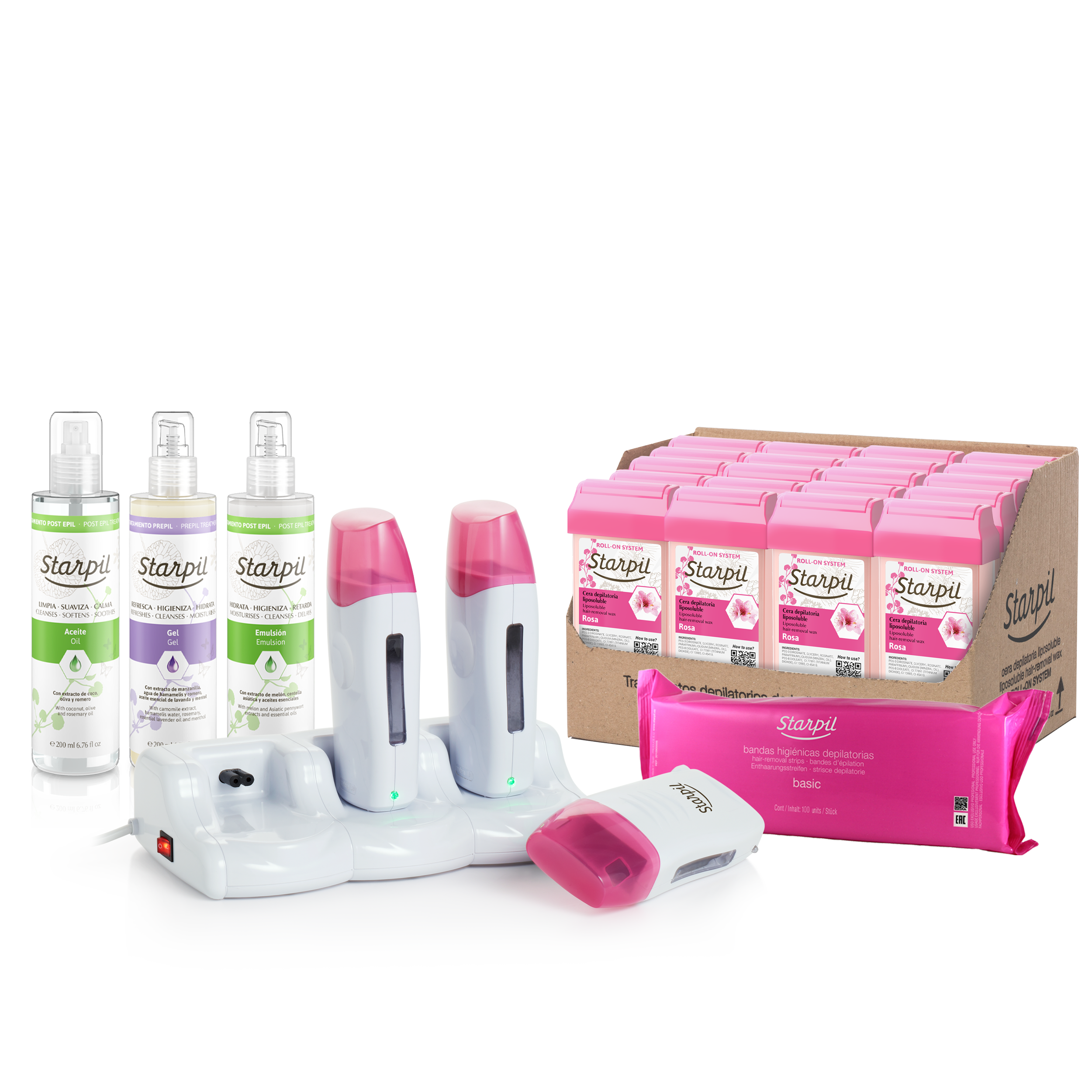 Kit profissional de cera roll-on triplo